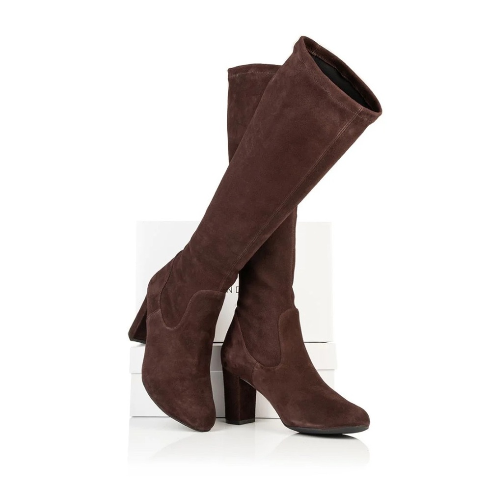 Brown Suede Knee-High Women's Boots